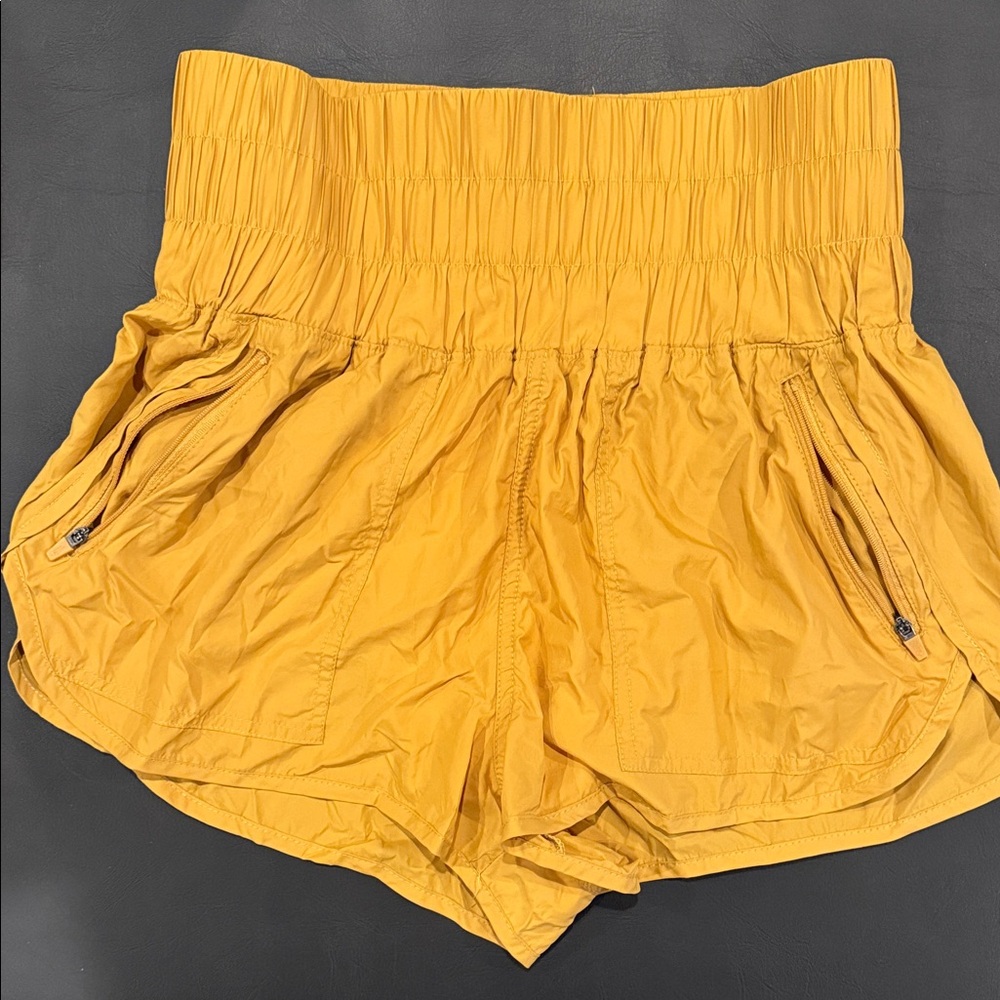 Free People  Yellow High-Waisted Shorts
